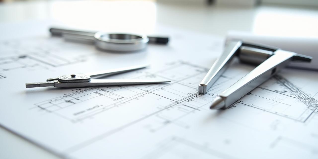 Architectural drafting tools on a clean white desk