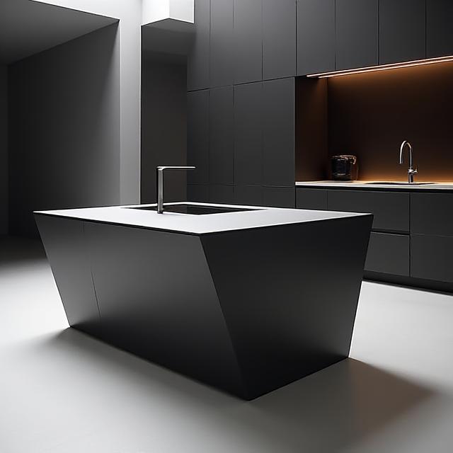 Minimalist kitchen island detail